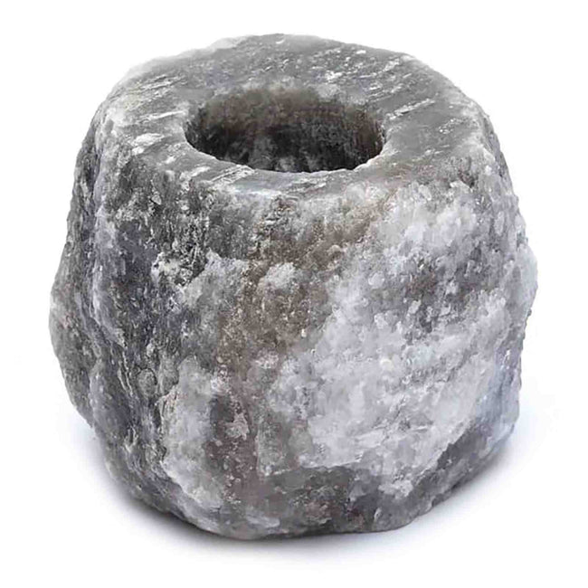 Himalayan Grey Crystal Salt Candle Holder - 8 cm | Natural Air Purifier