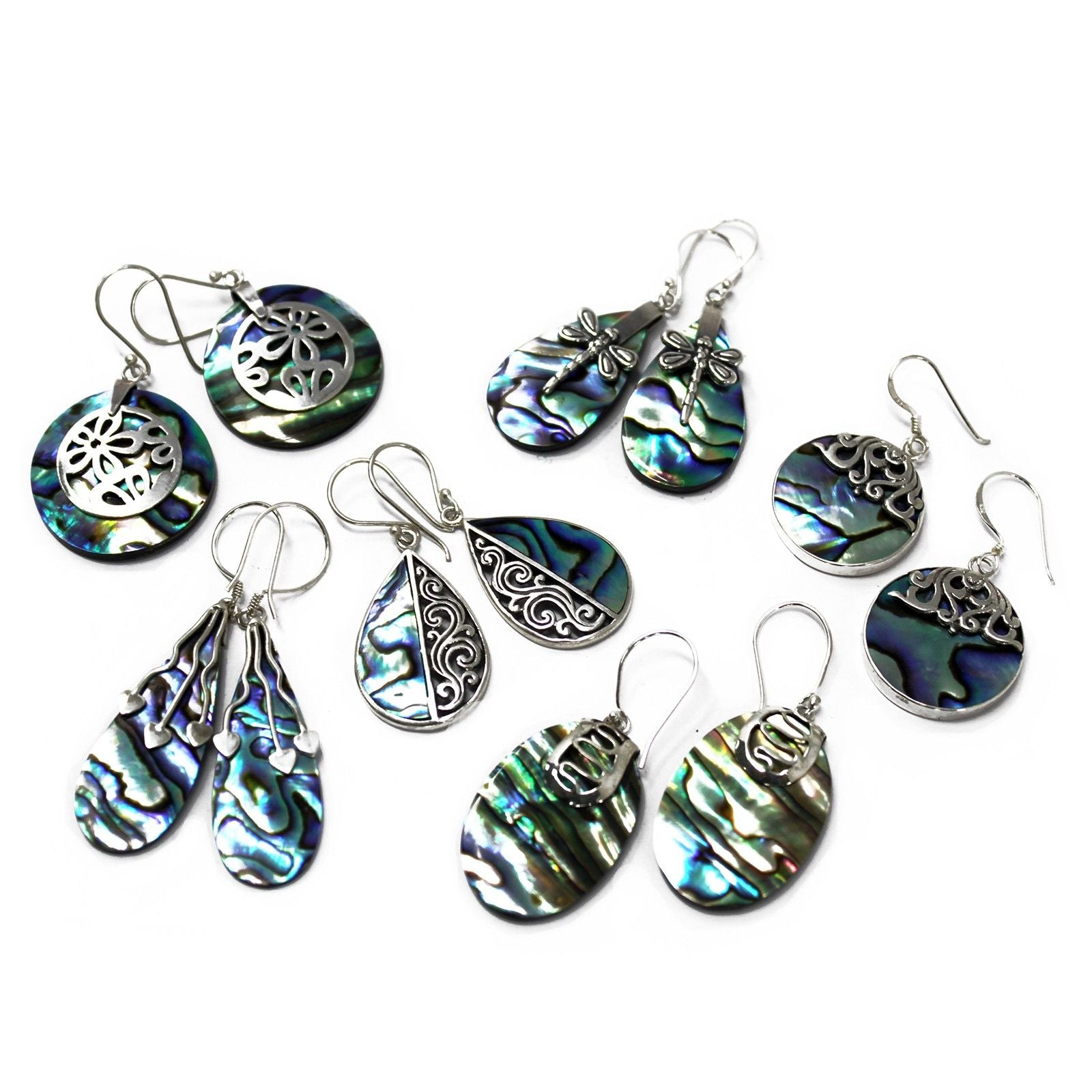 Shell & 925 Silver Earrings - Dragonflies - Abalone [ UK delivery]