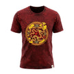 Nomad Sari Stonewashed Cotton T-Shirt - Dragon Mandala - Maroon - Small