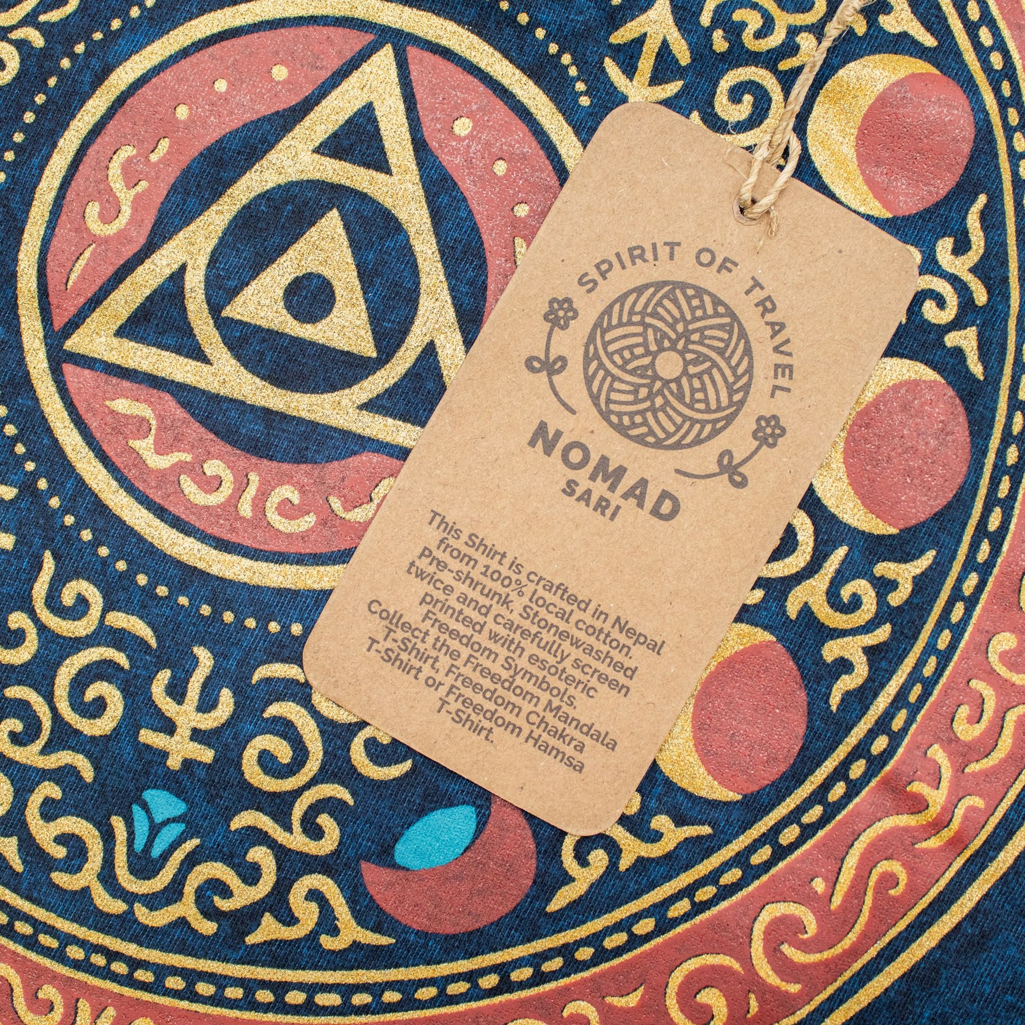 Nomad Sari Stonewashed Cotton T-Shirt - Stay Wild Moon Child - Blue - XL