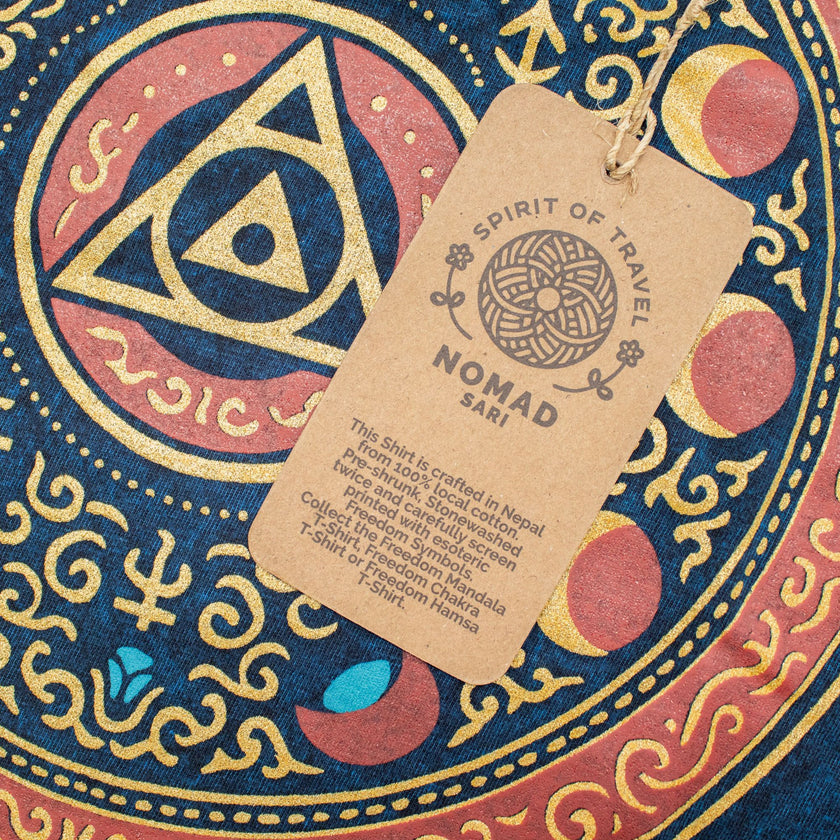 Nomad Sari Stonewashed Cotton T-Shirt - Stay Wild Moon Child - Blue - XL