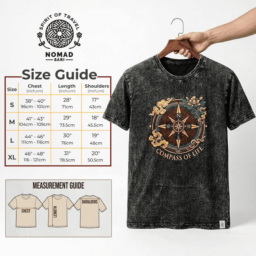 Nomad Sari Stonewashed Cotton T-Shirt - Dragon Mandala - Maroon - Medium