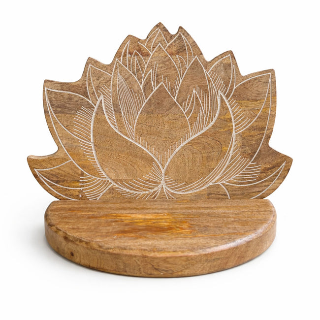 Lotus Wall Shelf White Wash Solid Wood