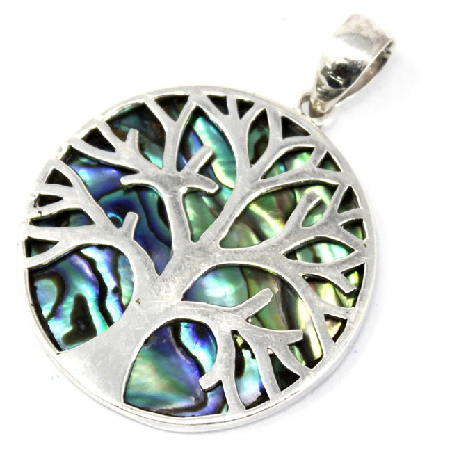 Tree of Life 925 Silver Pendant 30mm - Abalone[UK delivery]