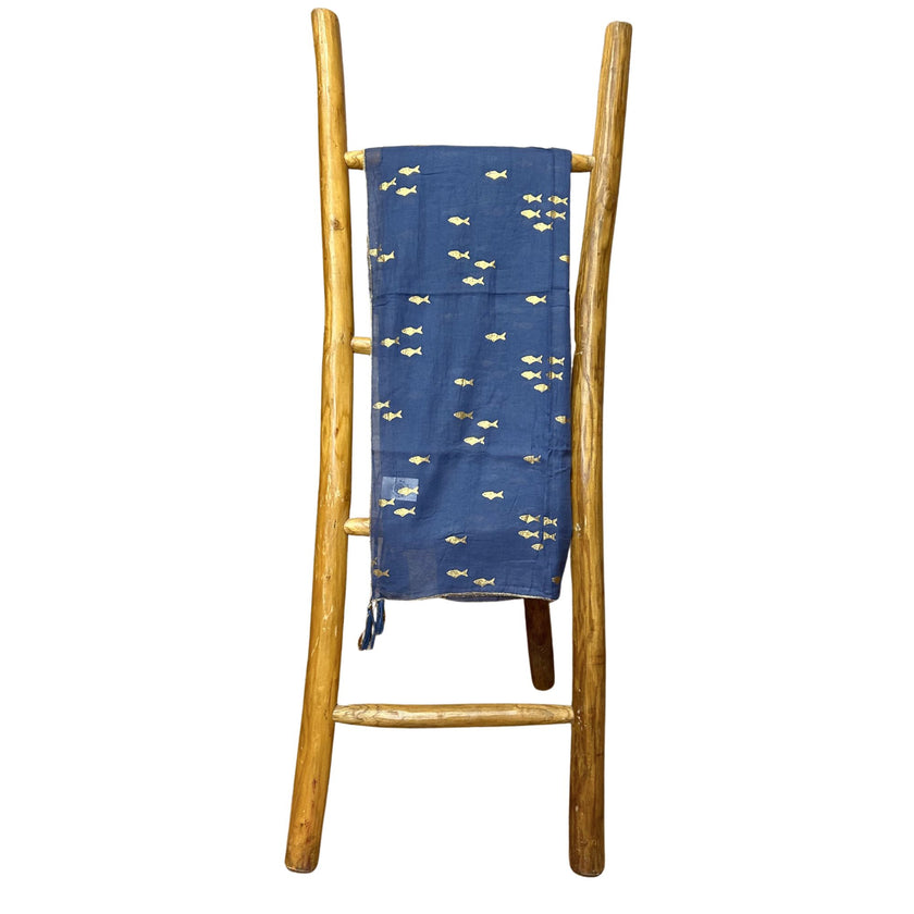 Nomad Sari Pareo – Sea Blue & Gold Fish Print 180 / 110