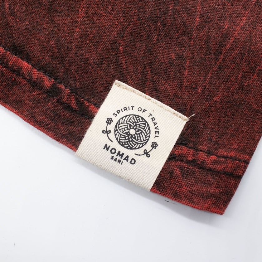 Nomad Sari Stonewashed Cotton T-Shirt - Dragon Mandala - Maroon - Small