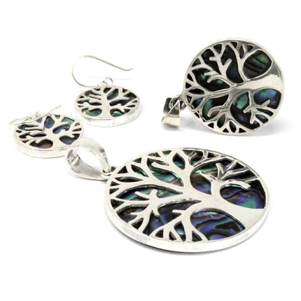 Tree of Life 925 Silver Pendant 30mm - Abalone[UK delivery]
