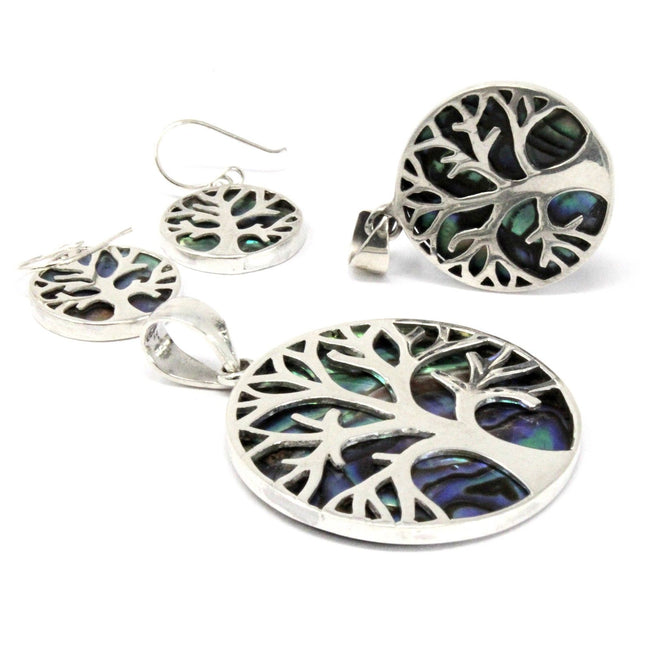 Tree of Life 925 Silver Pendant 30mm - Abalone[UK delivery]