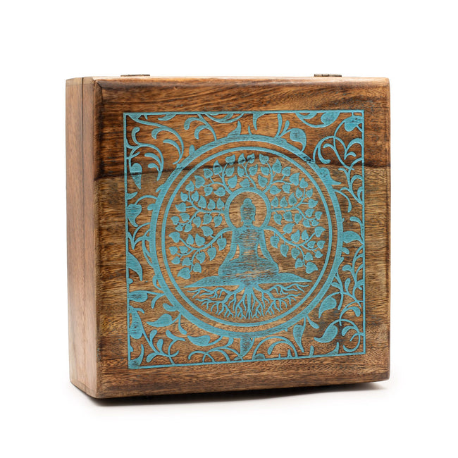 Extra Large Mango Wood Box  - Buddha Bodi Tree 25 mm