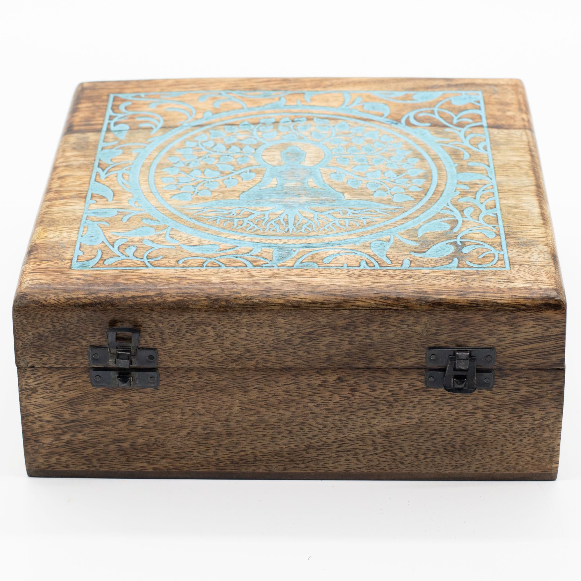 Extra Large Mango Wood Box  - Buddha Bodi Tree 25 mm