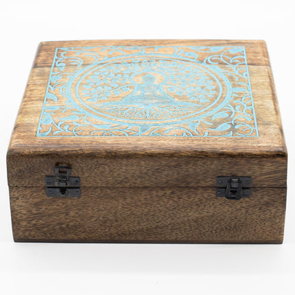 Extra Large Mango Wood Box  - Buddha Bodi Tree 25 mm