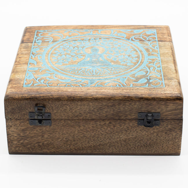 Extra Large Mango Wood Box  - Buddha Bodi Tree 25 mm