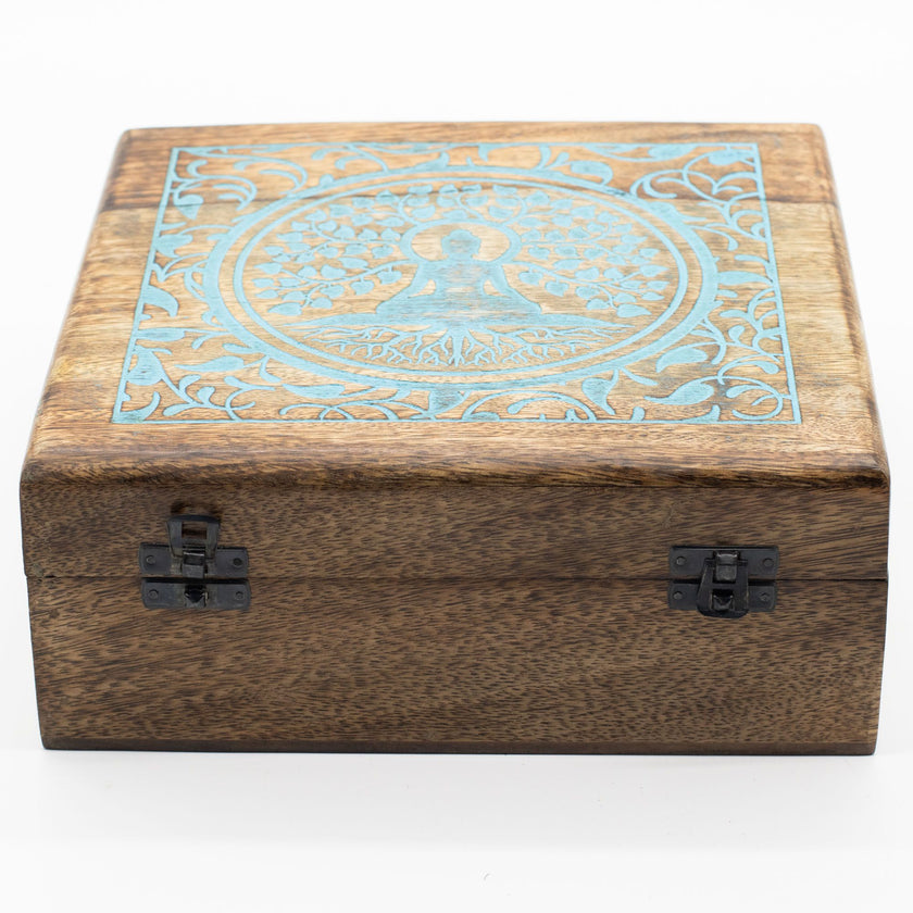 Extra Large Mango Wood Box  - Buddha Bodi Tree 25 mm