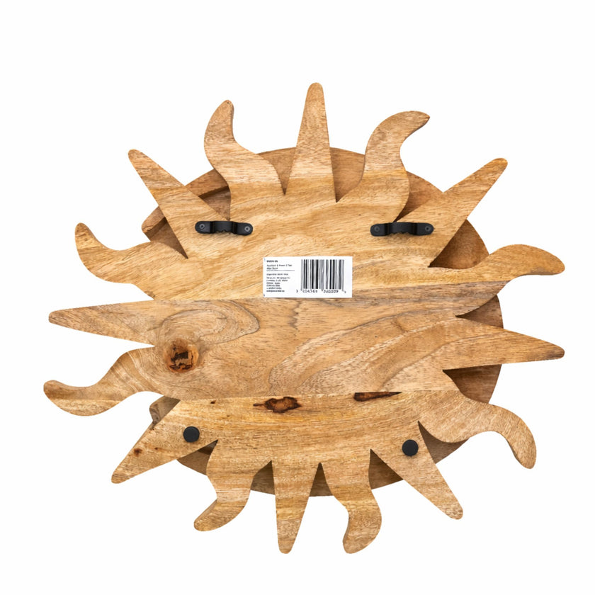 Sunrays & Moon 3 Tier Artisan Wall Shelf Solid Wood