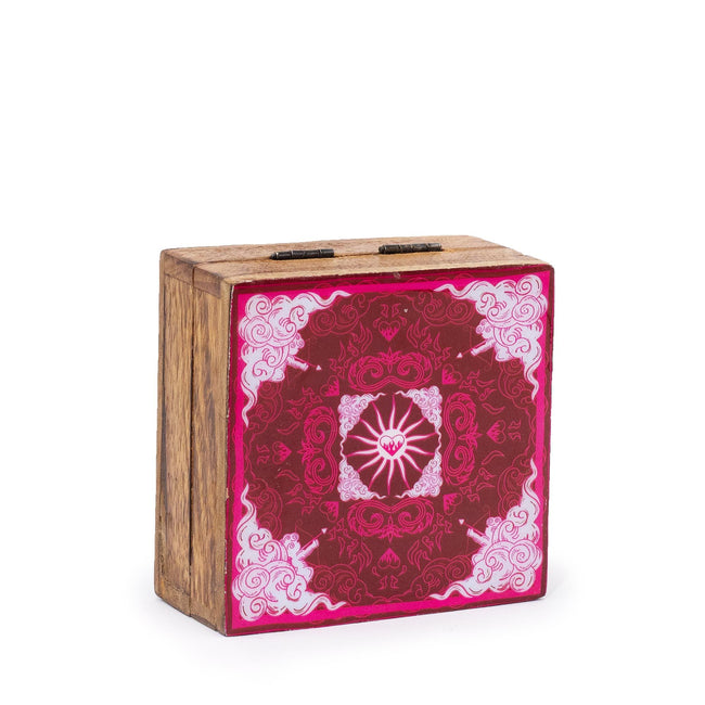 Hop Hare Small Enameled Square Deco Box - Heart & Cupid