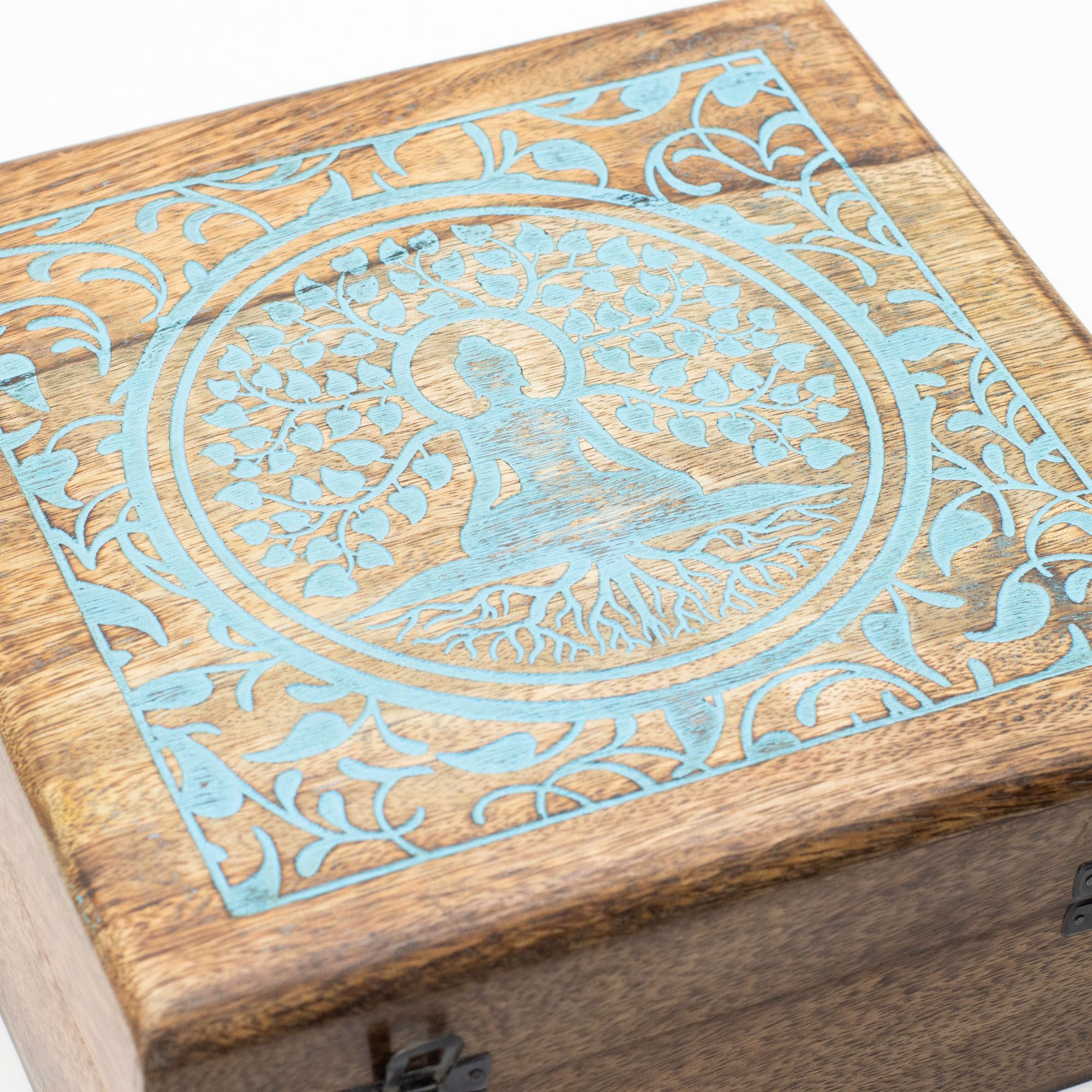 Extra Large Mango Wood Box  - Buddha Bodi Tree 25 mm