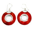 925 Silver Red Circle Dangle Earrings - Do-nuts