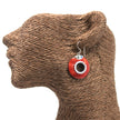 925 Silver Red Circle Dangle Earrings - Do-nuts