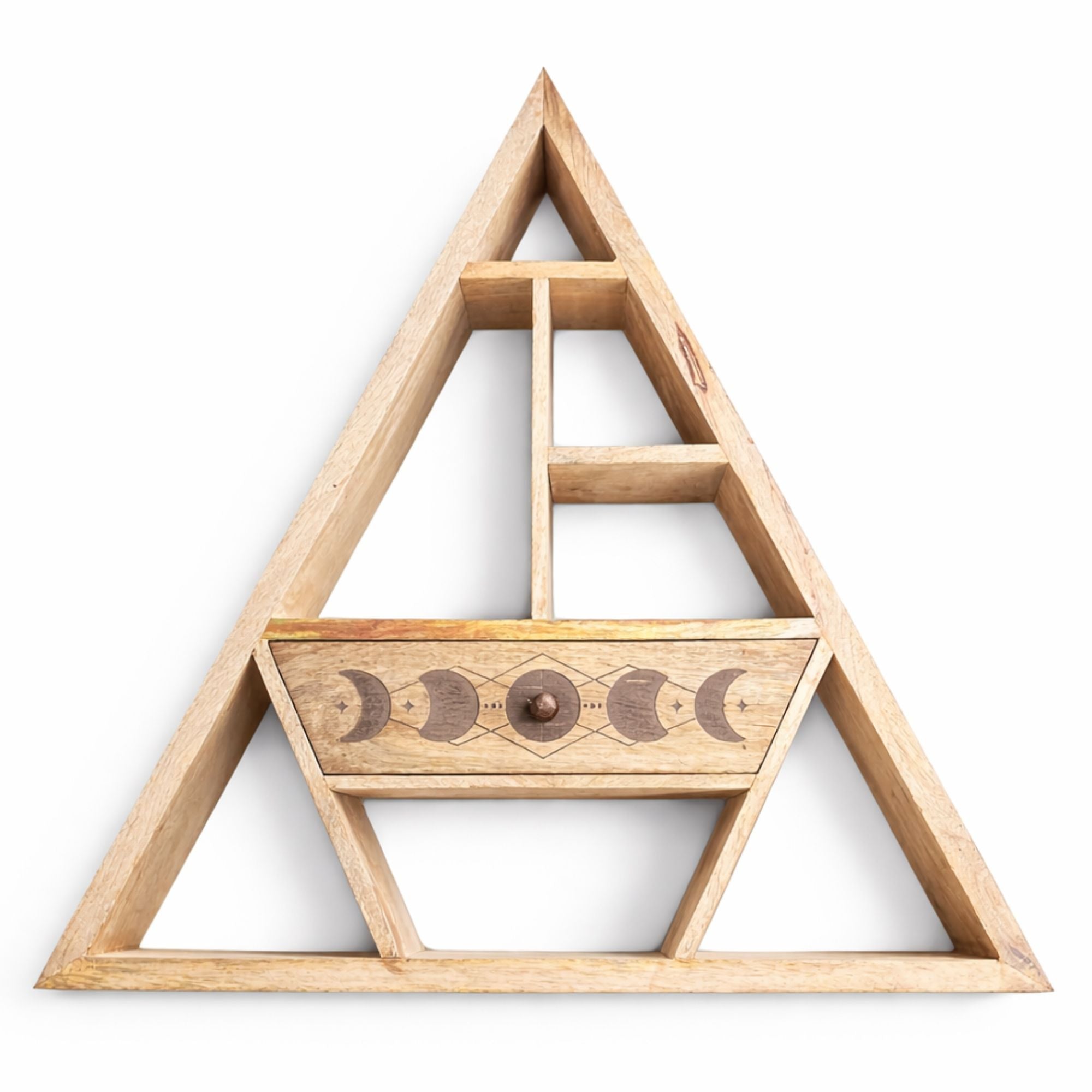 Triangle Shaped Wall Shelf with Drawer Solid Wood
