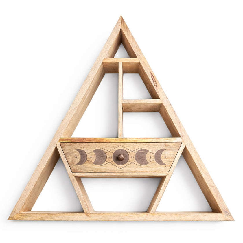 Triangle Shaped Wall Shelf with Drawer Solid Wood