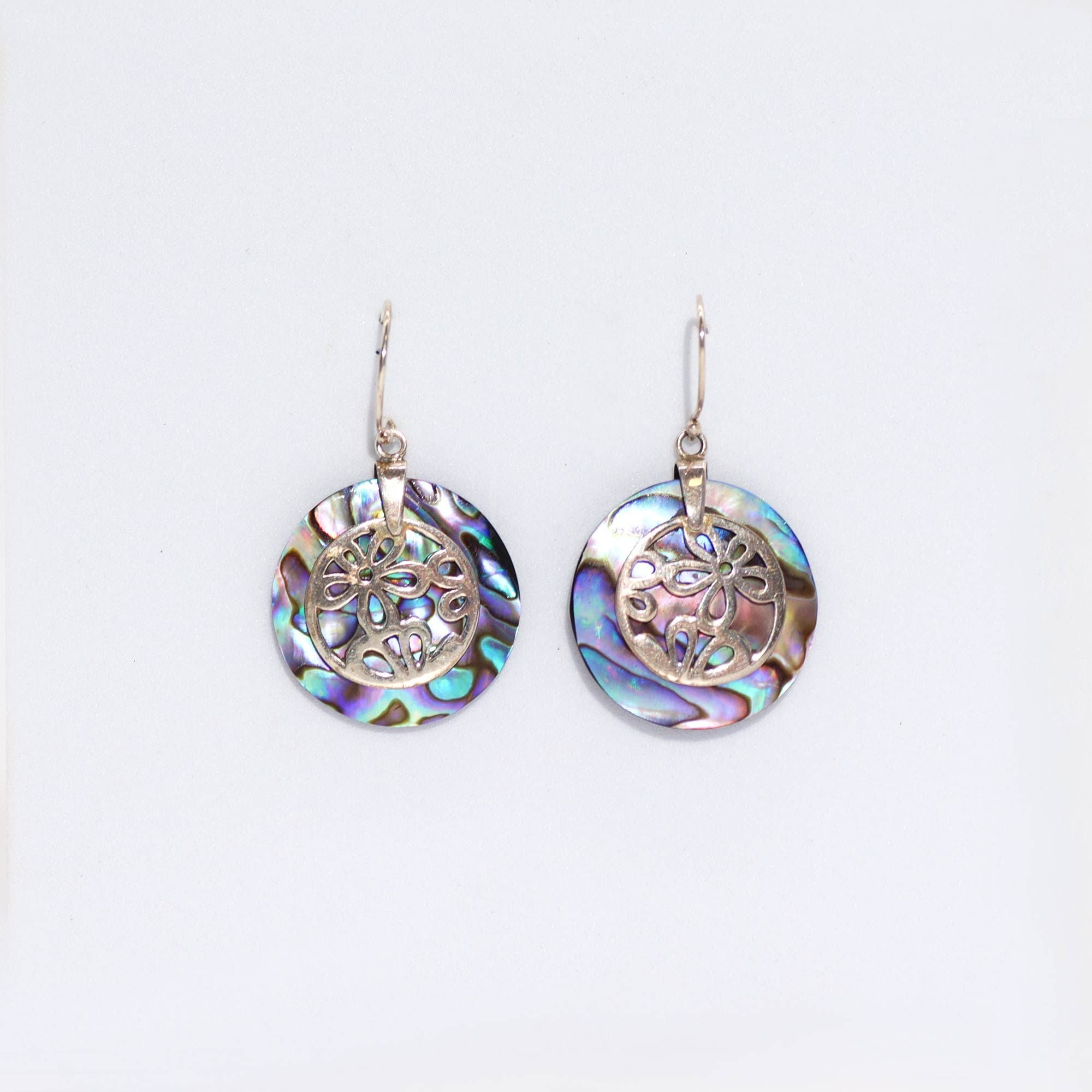 Shell & 925 Silver Earrings - Flowers - Abalone [UK delivery]