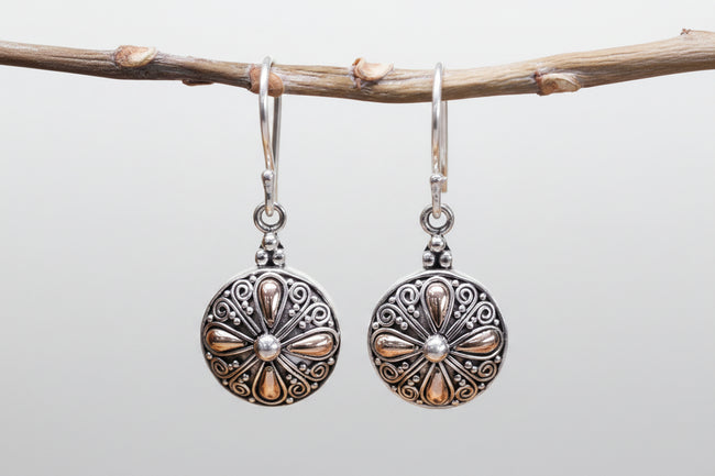 Silver & Gold Earring - Classic Round