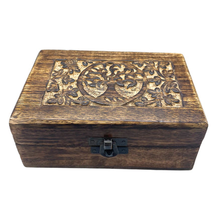 Medium Wooden Artisan Jewellery Box 15x10x6cm - Tree of Life