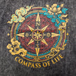 Nomad Sari Stonewashed Cotton T-Shirt - Compass of Life - Charcoal - Medium