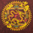 Nomad Sari Stonewashed Cotton T-Shirt - Dragon Mandala - Maroon - Large