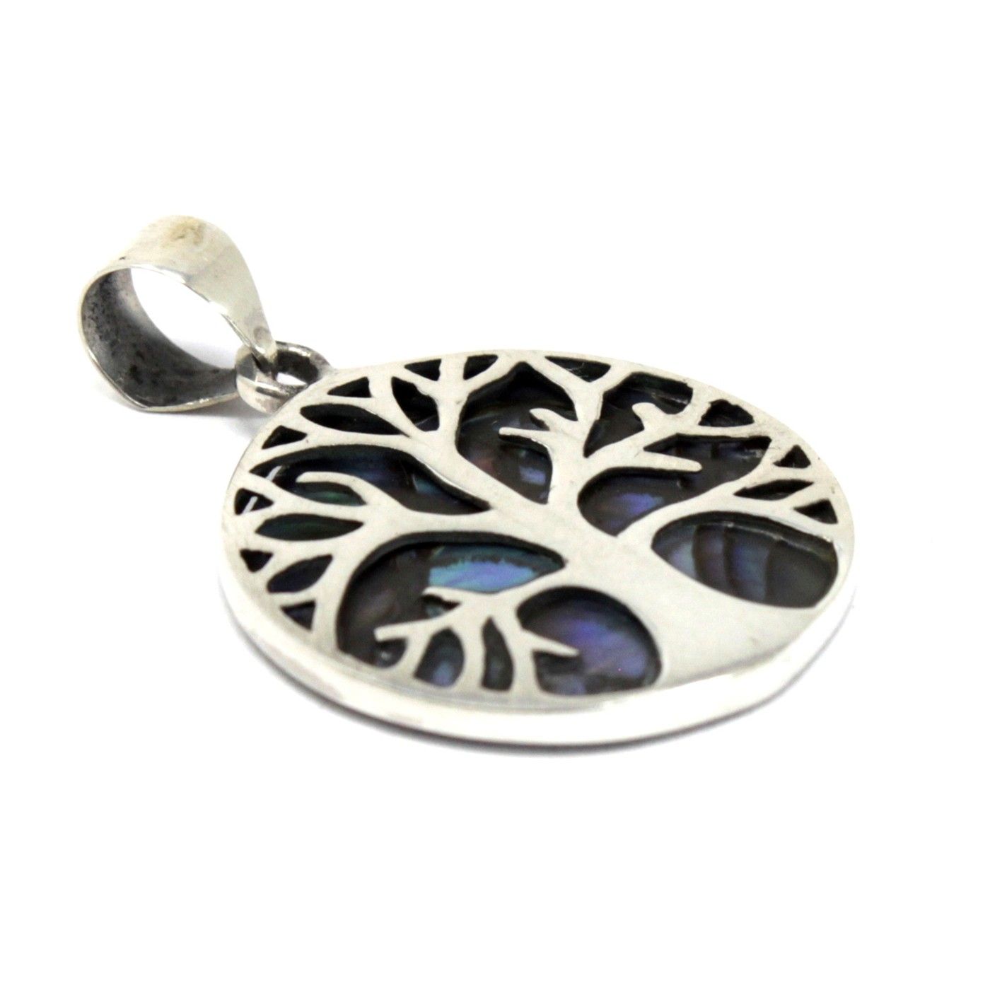 Tree of Life 925 Silver Pendant 30mm - Abalone[UK delivery]