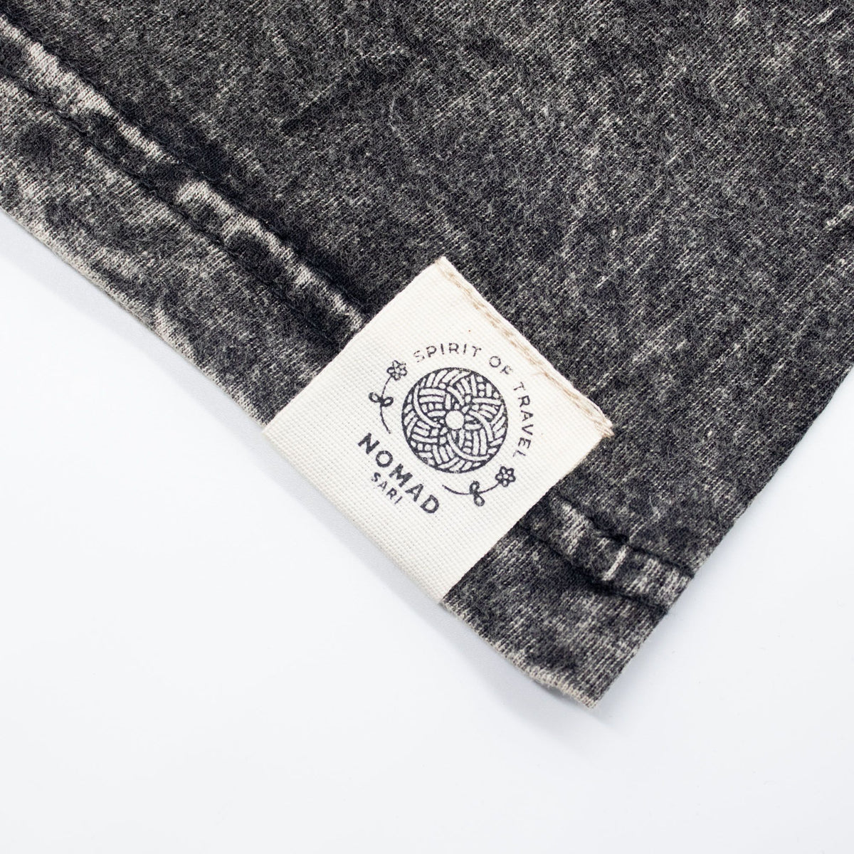 Nomad Sari Stonewashed Cotton T-Shirt - Compass of Life - Charcoal - Medium