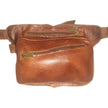 Square fanny artisan leather pack with 3 zippers