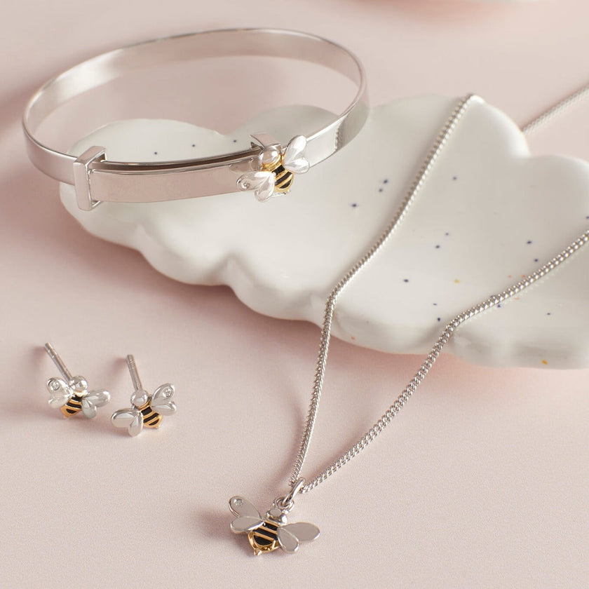 D For Diamond Enamel Bee Stud Earrings with Diamond