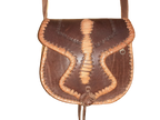 Round drawstring bag natural artisan leather