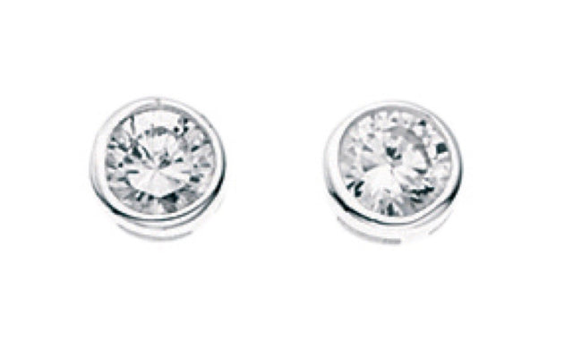 Beginnings Round Stud Earrings with Cubic Zirconia