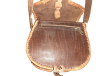 Round drawstring bag natural artisan leather