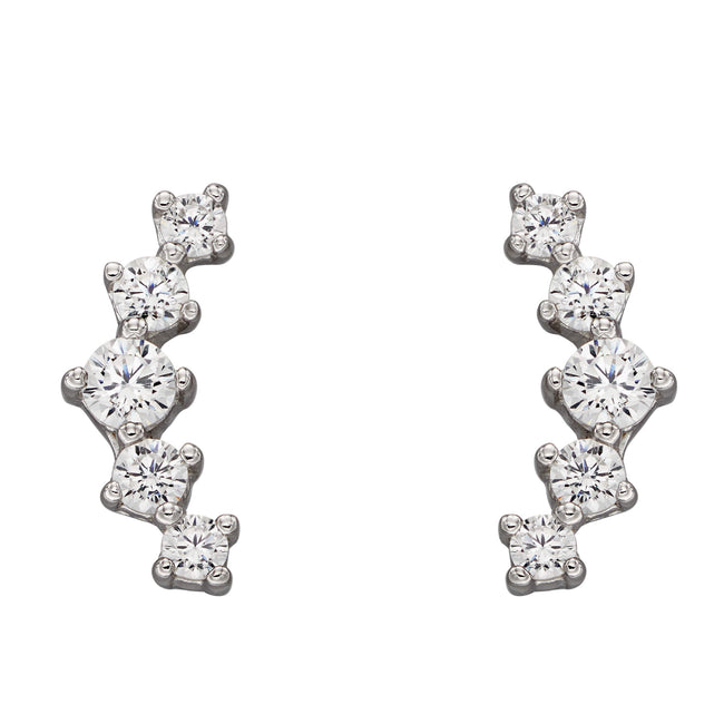 Beginnings Curved Bar Stud Earrings with Graduated Cubic Zirconia Stones-0