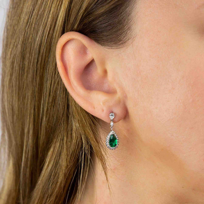 Diamonfire Teardrop and Pave Surround Earrings Brilliance of A Genuine Diamond