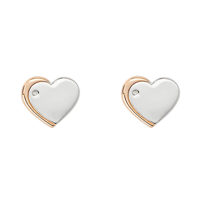 D For Diamond Rose Edge Heart Stud Earrings with Diamond-0