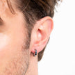 Fred Bennett Stainless Steel and Blue Detail Hoop Earrings