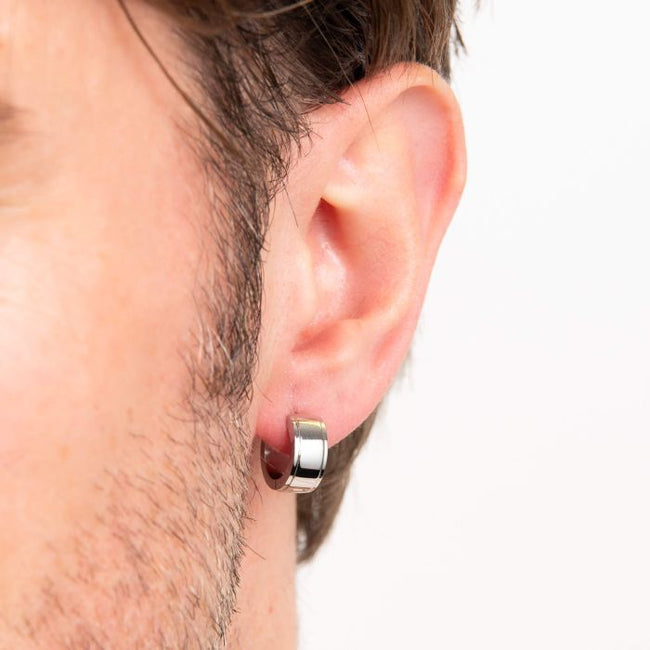 Fred Bennett Stainless Steel Hoop Earrings-1
