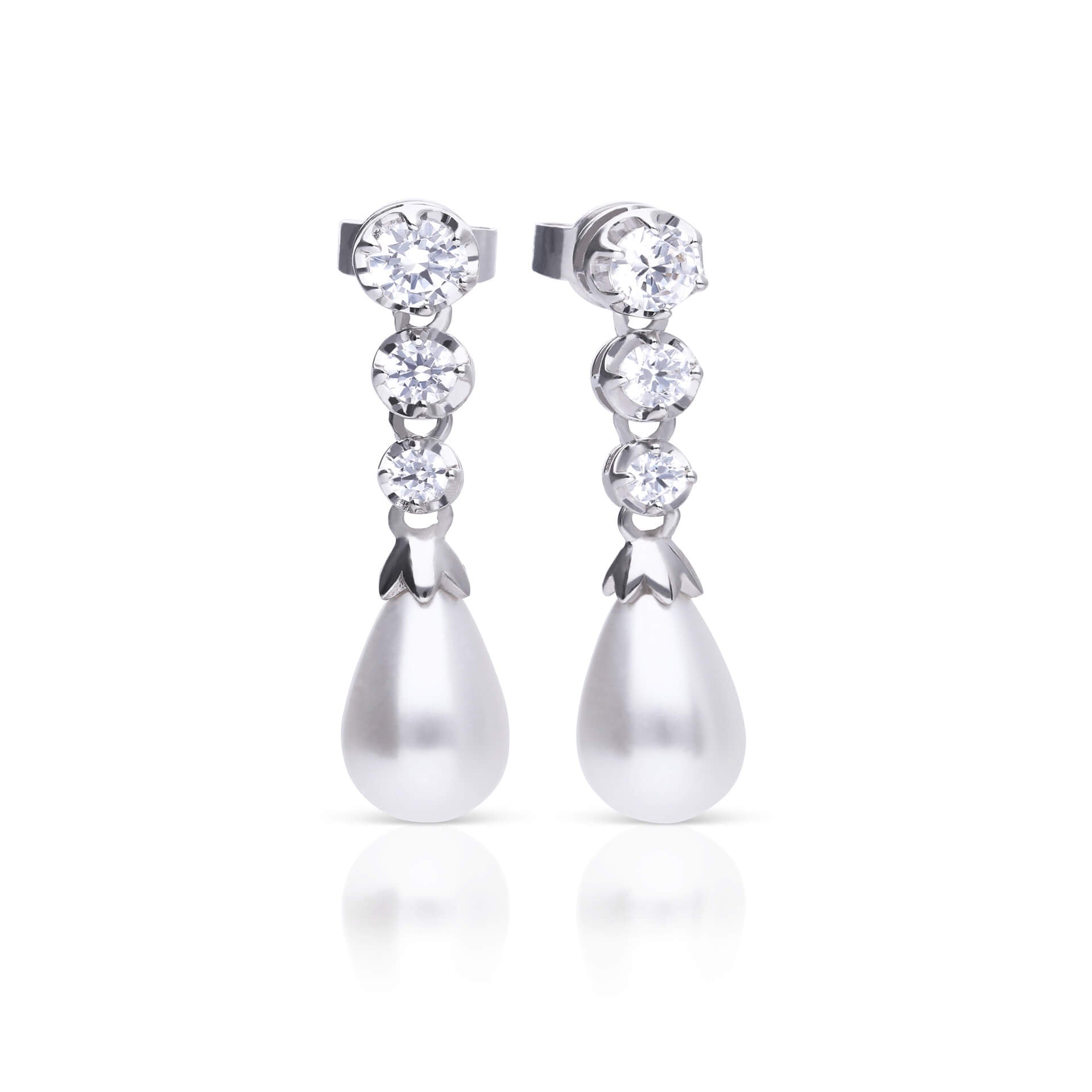 Diamonfire Statement Zirconia Drop Earrings Shell Pearl-0
