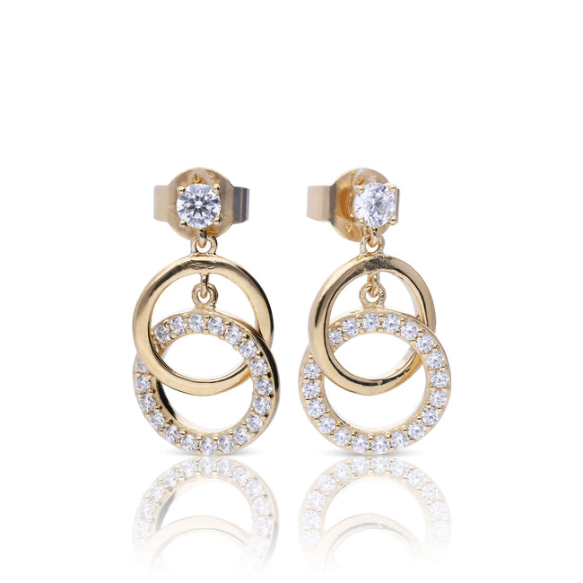Diamonfire Interlinked Plain and Zirconia Rings Drop Earrings-0