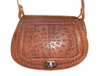 Small double-pocket openwork artisan bag with click
