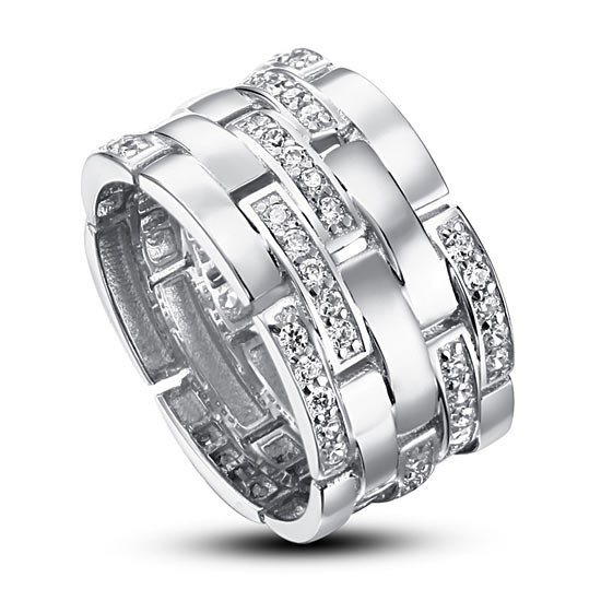 Created Diamond Solid Rhodium Plated 925 Sterling Silver 10 mm Band Wedding Anniversary Ring