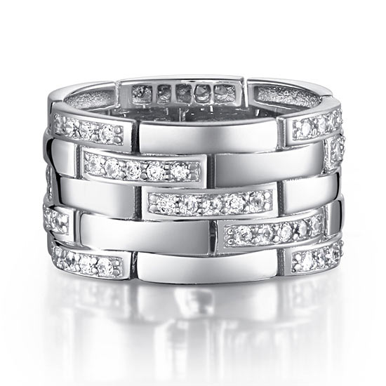 Created Diamond Solid Rhodium Plated 925 Sterling Silver 10 mm Band Wedding Anniversary Ring