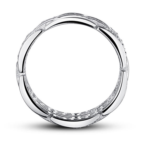 Created Diamond Solid Rhodium Plated 925 Sterling Silver 10 mm Band Wedding Anniversary Ring