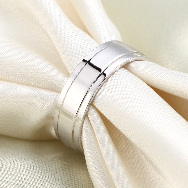 Men's Solid Rhodium Plated Sterling 925 Silver Wedding Band Ring