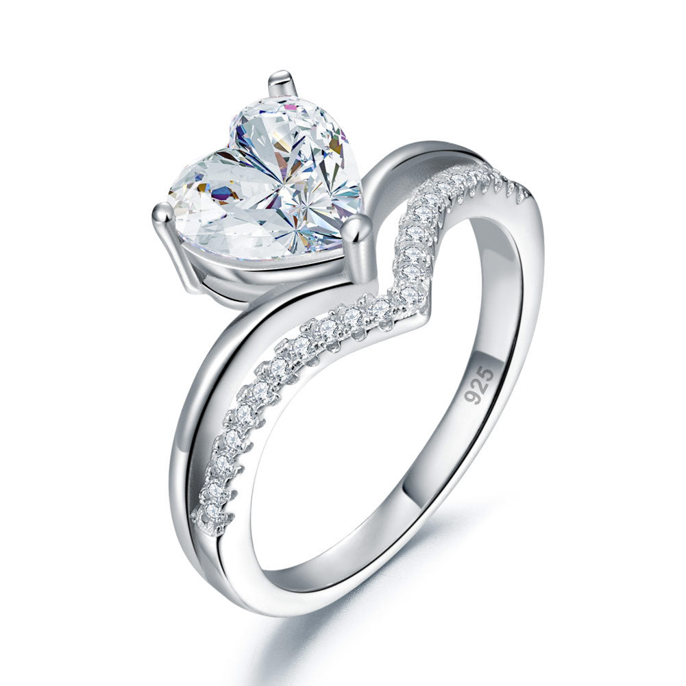 2.0 Ct Heart Created Cut Diamond Engagement, Wedding, Birthday Ring Solid Rhodium Plated 925 Sterling Silver