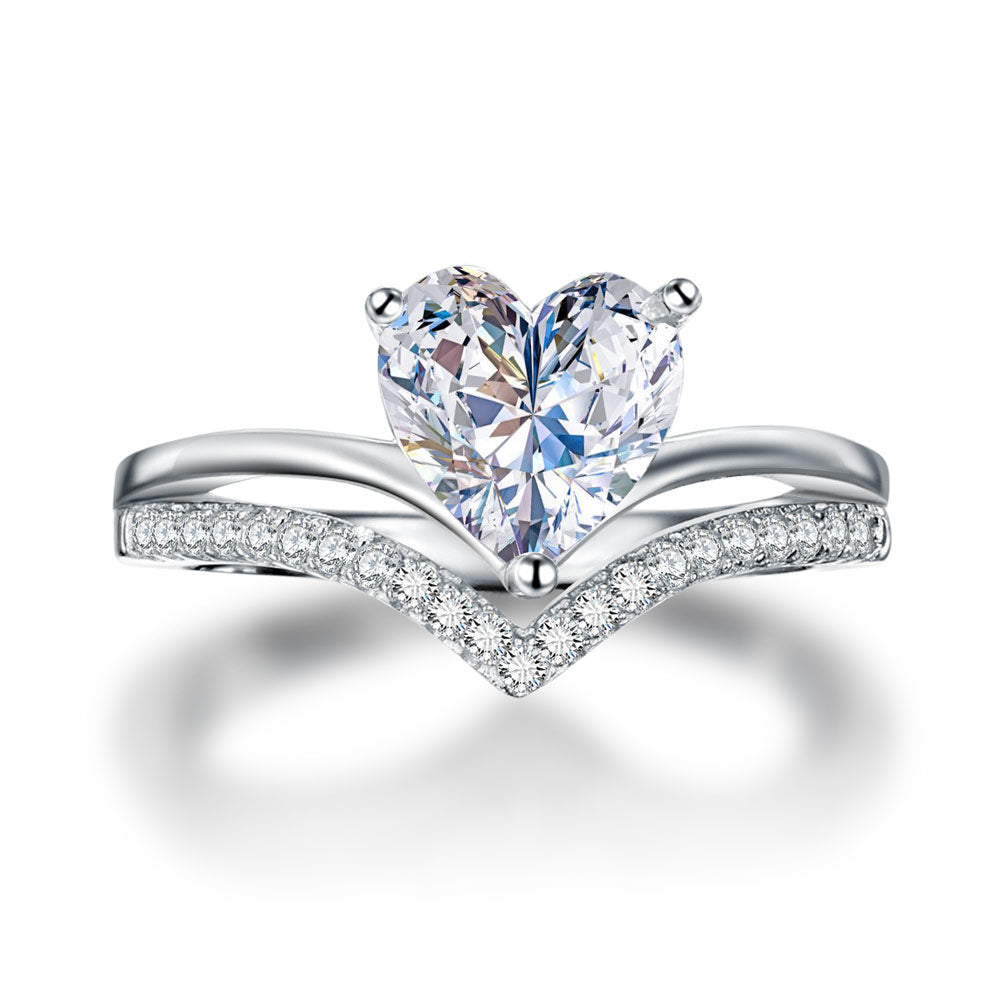 2.0 Ct Heart Created Cut Diamond Engagement, Wedding, Birthday Ring Solid Rhodium Plated 925 Sterling Silver